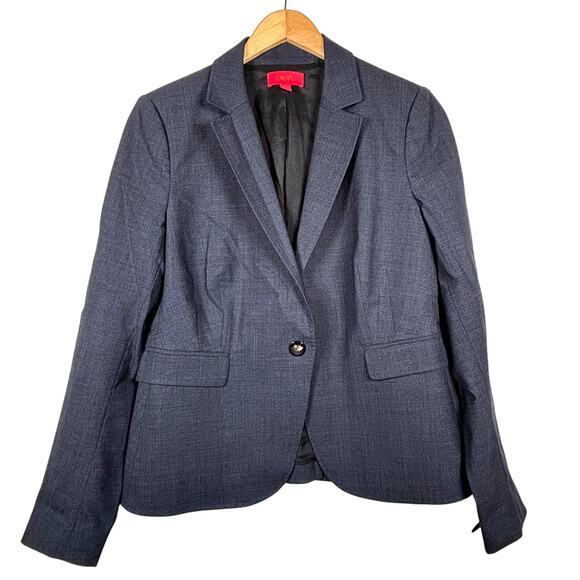 La Via 18‎ Marled Navy Fine Tweed Wool Suit Blazer and Wide Leg Pants Size 10 - Picture 1 of 8